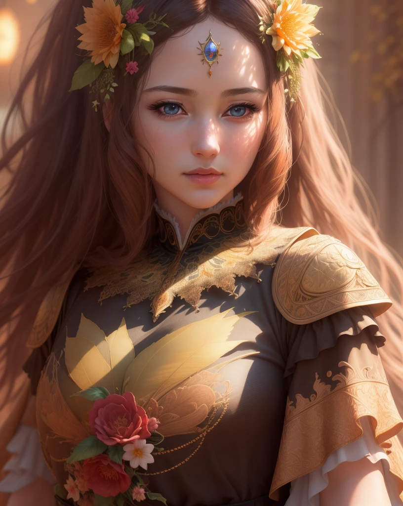 4k, realistic, very detailed, wide angle lens, glorious dress, vibrant, fantastical plants, splash art anime background, concept art, realistic lighting, epic composition, diffuse, (masterpiece, best quality), super hd, 32k , Detailed and realistic portrait of a woman (Masterpiece, realistic:1.3), (extremely intricate:1.2), (photorealistic:1.4), (extremely delicate), (ultra realistic:1.3), (hyperrealistic 3D render), looking at the viewer eyes standing straight --v 6