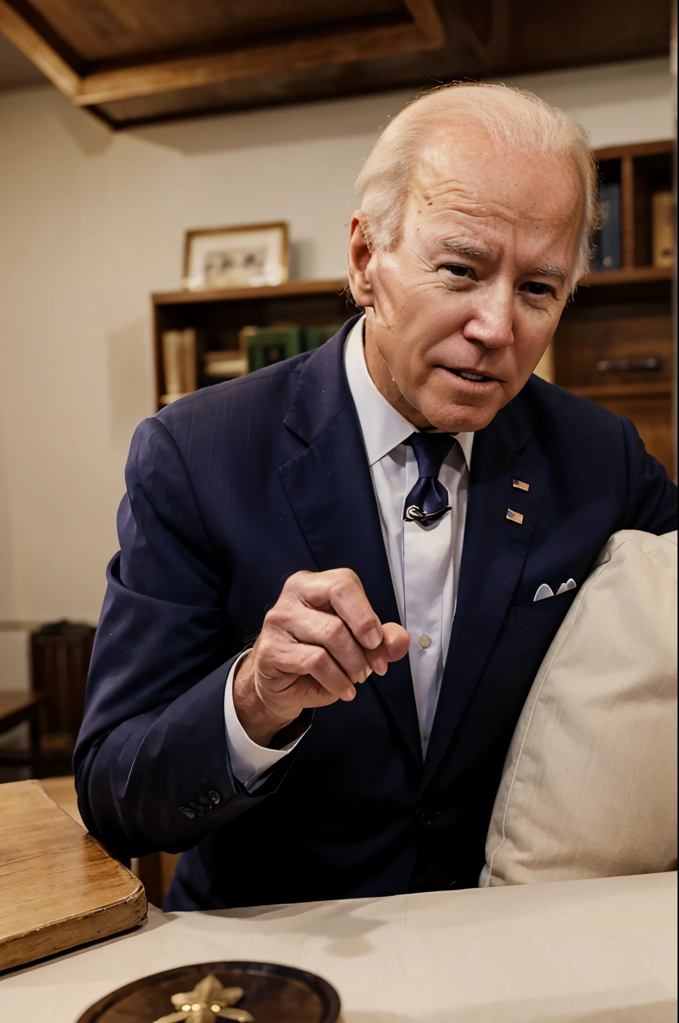 Joe Biden smelling a in his lap