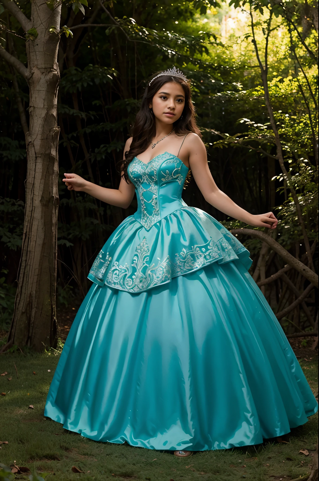 Enchanted forest Quinceañera dress
