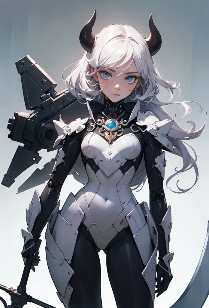 (Detailed illustrations,Very detailed and detailed drawing,Delicate lines with slow and rapid,Realistic texture expression),[Color tressed main line],(Fantasy World Battlefield Background [Burning castle]),(GIRL ROBOT  (White Devil [METALFACE] (SKINNY)) [WEAPON MACHINE][milkyW],[BODY with EDGE [Transparent material]],[use an ax as a weapon],[[Mobile Weapon Gigant Size][Science Fiction Mechanical]],(Pearl luster on the body surface),(Intricate and beautiful decoration [Dense detail]),(Precisely drawn face)[Perfect eye details(Iris beautifully drawn in every detail)[Jewel-like eyes]],[long and beautiful eyelashes],[Meticulously drawn hair [More on beautiful and shiny hair]],(Perfect hand details [Beautiful fingers without breakdowns [Beautiful nails]]),(Perfect Anatomy(Perfectly proportioned))[[Full body like]],[Ideal color coordination(Accurate simulation of light-material interactions)],[Visual art that conveys a sense of narrative].