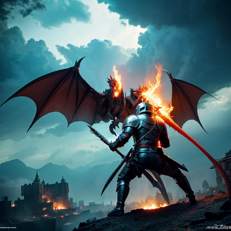 Fighting a dragon from the back of a knight thunderstorm