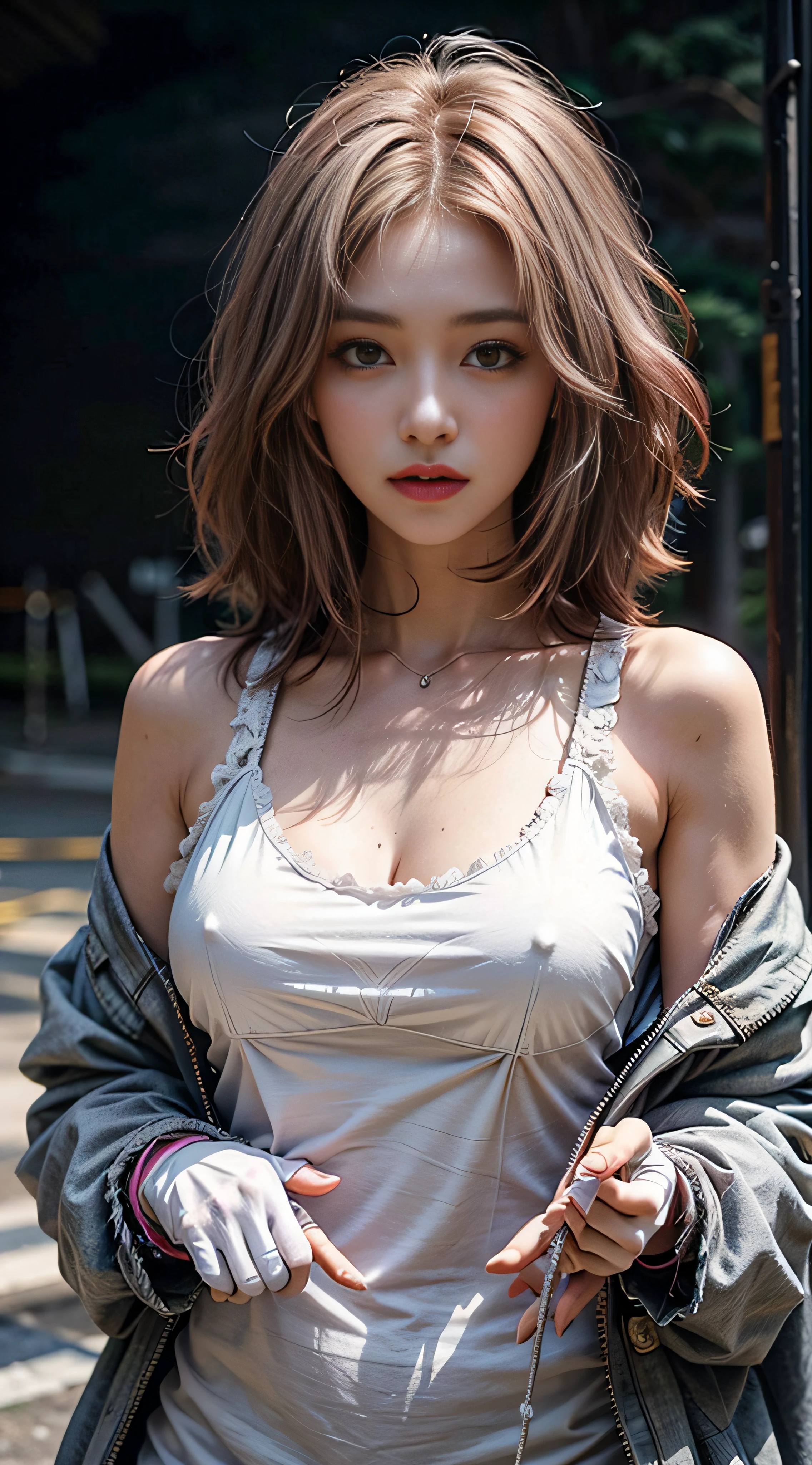 (tmasterpiece,realisticlying,best qualtiy:1.4),Excited girl,1girlhugebreasts,She pointed to the person on the right,Wavy medium pink hair,wind blown hair,独奏,slenderness,Slim waist,whitegloves,mitts,White Fang smiles,Watching someone,With pink hair,Bob-cut hair,jewely,Detailed face and eyes,Bigchest,hide ,delicate and beautiful face,fit derrier_Body, Tindall Effect,realisticlying,Dark Studio,edge lit,dual-tone lighting,(highdetailskin:1.2),8K UHD,digital DSLR camera,gentle illumination,hightquality,Volumetriclighting,Frankness,a picture,hight resolution,4K,8K,pokies,Bokeh