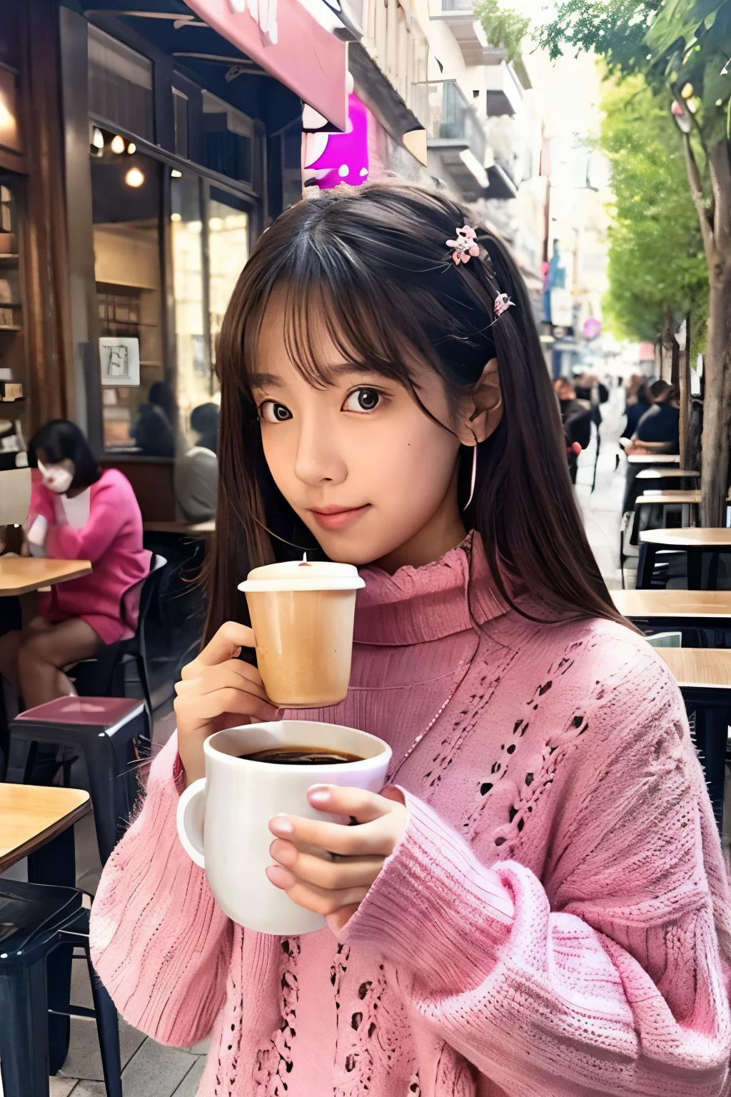 animesque、femele、cafes、Pink Sweater、10 generations