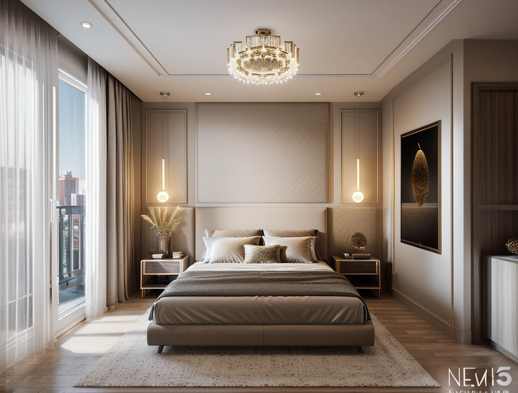 Neoclassic style, (neoclassic style:1.2), tone beige and white, (|warm led light| 3600k), bed room, interior design, apartment space, wooden frame ceiling, a bed, shaggy, wardrobe, bed shelf, potted plant, Industrial wooden, wood floor, picture frame, day, 8k uhd, dslr, soft lighting, high quality, film grain, Fujifilm XT3, The ambient lighting highlights the textures and details, creating a stock photo-like atmosphere, (((Best Quality))), ((Masterpiece)), ((best illustration)), ((best shadows)), ((Super Detail)), (Intricate lines), (Photorealism),(hyper detail), ((archdaily)), ((award winning design)), (dynamic light), ((day)), (perfect light), (shimering light), (hidden light), ((photorealistic)), ((FKAA, TXAA, RTX, SSAO)), ((Post Processing)), ((Post-Production)), ((CGI, VFX, SFX)), ((Full color)) ,((Unreal Engine 5)), ((intricate detail)), ((extreme detail)), ((science)), ((hyper-detail)), ((super detail)), ((super realistic)), ((crazy detail)), ((octane render)), ((Cinematic)), ((trending on artstation)), ((High-fidelity)), ((Viwvid)), ((Crisp)), ((Bright)), ((Stunning)), ((Eye-catching)), ((High-quality)),((Sharp))((Bright)), ((Stunning)), Natural, ((Eye-catching)), ((Illuminating)), ((Flawless)), ((High-quality)),((Sharp edge render)), ((medium soft lighting)), ((photographic render)), ((detailed archviz))