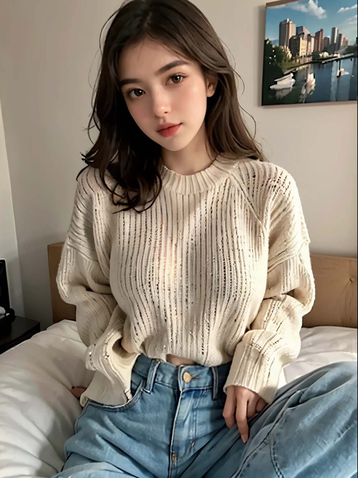 1girl, casual winter sweater