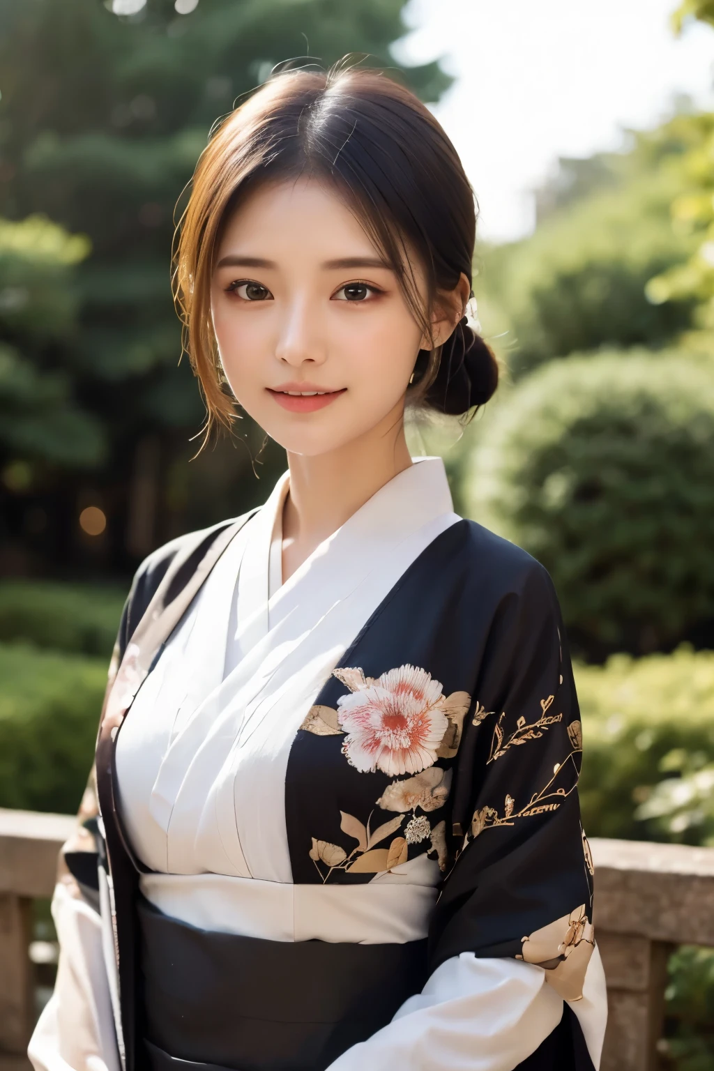 (Photorealsitic:1.4), (Top image quality:1.0), (超hight resolution:1.0), 8K, Raw photography, (​masterpiece:0.2), (pureerosface_v1:0.5)、(Best Quality Detail:1.2)、realisitic、8K UHD、hight resolution、(1girl in:1.2)、The ultra-detailliert、High quality textures、intricate detailes、detaileds、非常detailedsなCG、High quality shadows、Detail Beautiful delicate face、Detail Beautiful delicate eyes、depth of fields、Ray traching,1girl in, japanaese girl, Cute, slender, Black kimono, Kimono with Japanese pattern,Floral scrunchie, Beautiful skin, Facing the front,Sit down, Sit upright and say thank you,Align your hands elegantly,Smile faintly The Land of Japan,Japanese garden,Luxury Japanese-style room, skyporn, Magic Hour, (Realistic:1.3), 細かくdetailedsなプッシー, quality, (masutepiece:1.2), (Photorealsiticです:1.2), (Best Quality), (Intricate details), Dramatic, Ray tracing, photograph, +Lola