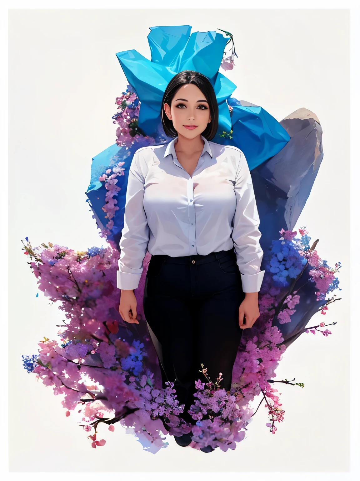 Imagen de una b llisima mujer con camisa blanca y pantalones negros, amazing Imagen profesional, Foto tomada en 2 0 2 0, Imagen profesional, Foto de perfil profesional, Por Reyna Rochin, by Gina Pellón, salpicaduras de color azul y rosa, Foto de una mujer, Avatar para el sitio web, lorena avarez, full body photgraph