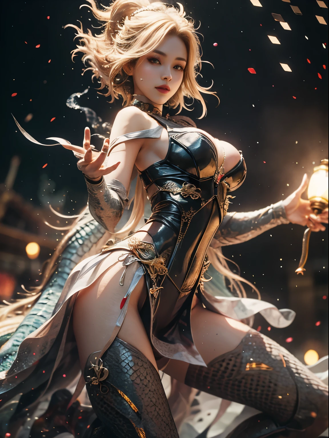 a dragon_True,(Very detailed CG Unity 8k wallpaper,master-piece,Best qualtiy,Ultra - Details,Beautiful fine eyes:1.2),The best illumination,(best shadows,Very refined and beautiful,Bloom),หญิงสาวรายล้อมไปด้วยa dragon,(1girll:1.4),Nedium chest,single,Full Body Esbian,Sometime later,White Dresses,(a dragonหลากสี:1.4),bare legs,Long skirt,master-piece,10,Details of award-winning photographs,marvelous,There are subtleties.,Absurd,Highly detailed women,very detailed eyes and face,Eye piercing,large boobs,Photography 4 Kodak Portra 400 F1 Camera。6 types of colorful lenses,พื้นผิวที่สมTrue,Dramatic lighting Ir True Engine ArtStation Cinestill 800 tungsten lamp on trend,high heels,Stocklings