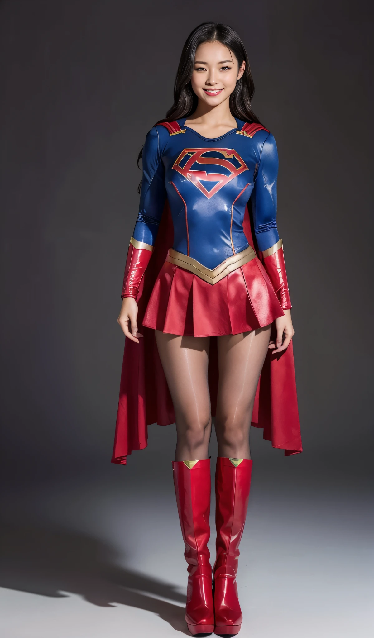 No background、Eyes closed、die、yawning being、is crying、Suffering、Eyes closed、fitted supergirl costume、Body-fitting costumes、and draw the full body、(((Wear black tights on your beautiful legs.)))、(((Grow legs、tall、Legally express the beauty of your smile)))、((((Make the most of the original image)))、(((Supergirl Costume)))、(((beautiful hairl)))、(((Suffering)))、(((Feet must necessarily be worn with black tights)))、(((You need to wear red boots)))、((Top image quality、8K))、((top-quality、8K、masterpiece:1.3))、(((Keep Background )))、Crisp focus:1.2、Beautiful woman with perfect body shape:1.4、Slender Abs:1.2、a wet body:1.5、Highly detailed facial and skin texture、8K