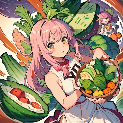 1 45 year old woman , standing alone, nakano nino, pink  hair, butterfly hair ornaments, (Kale:1.3), (white apron), breasts big, neckleace, thicc thighs, coffee background, (blushful:1.3)