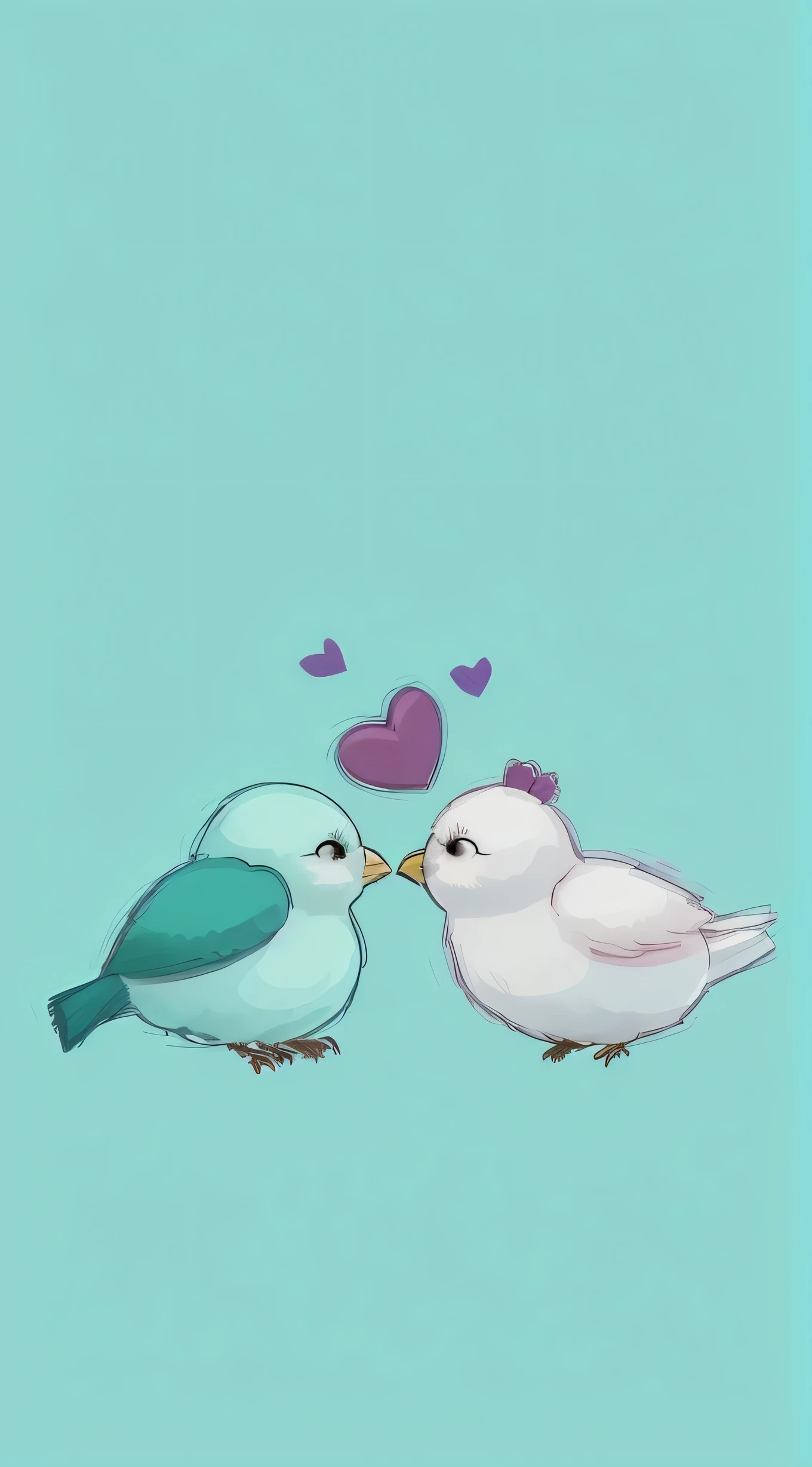 two birds are standing next to each other with hearts, they are in love, in love, cute digital art, cute artwork, so cute, cute illustration, kissing together cutely, aww, cute cartoon, lovely and cute, kissing together, cute and lovely, lovers, cute detailed digital art, by Nándor Katona, lovely kiss, cute drawing