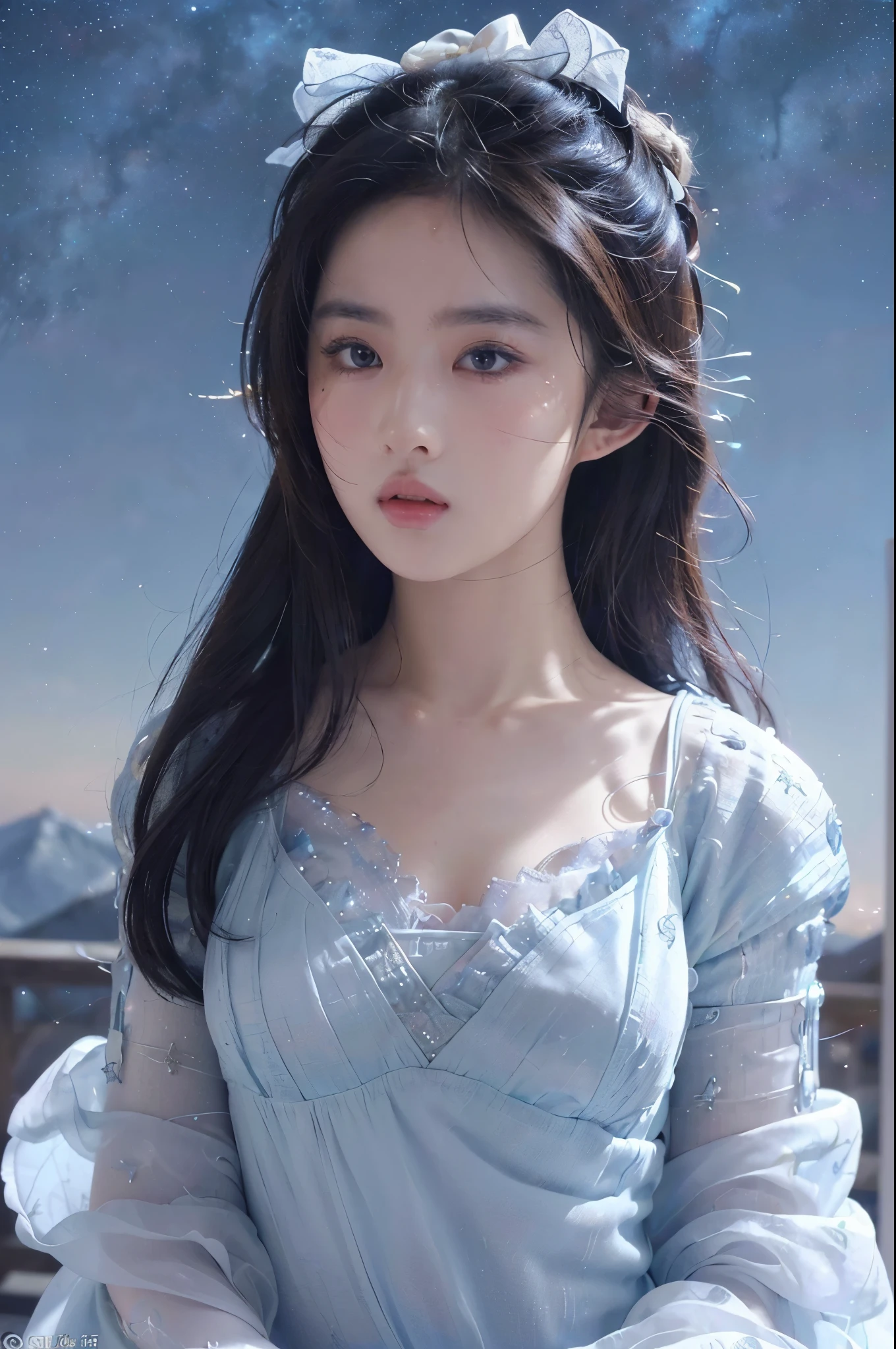 Detailed facial skin details Extremely detailed CG)),((8K_Wallpapers)),(((tmasterpiece))),((Best quality at best)),aquarelle_(middling),((beautiful detailed starry sky)),,looking at viewert,((Extremely detailed face)),((An extremely delicate and beautiful girl)),((Very detailed and cute anime faces and very detailed eyes, Extremely detailed body))),Best quality at best,(((large bust))),(((H cup)))