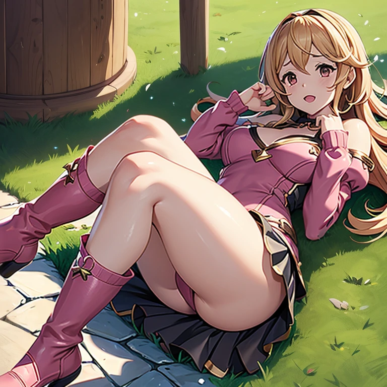 Granblue Fantasy,Grabble,djeeta,djeetaちゃん,Official Images,official illustrations,job fighter,Black knee-high socks,pink clothing,,thighs thighs thighs thighs