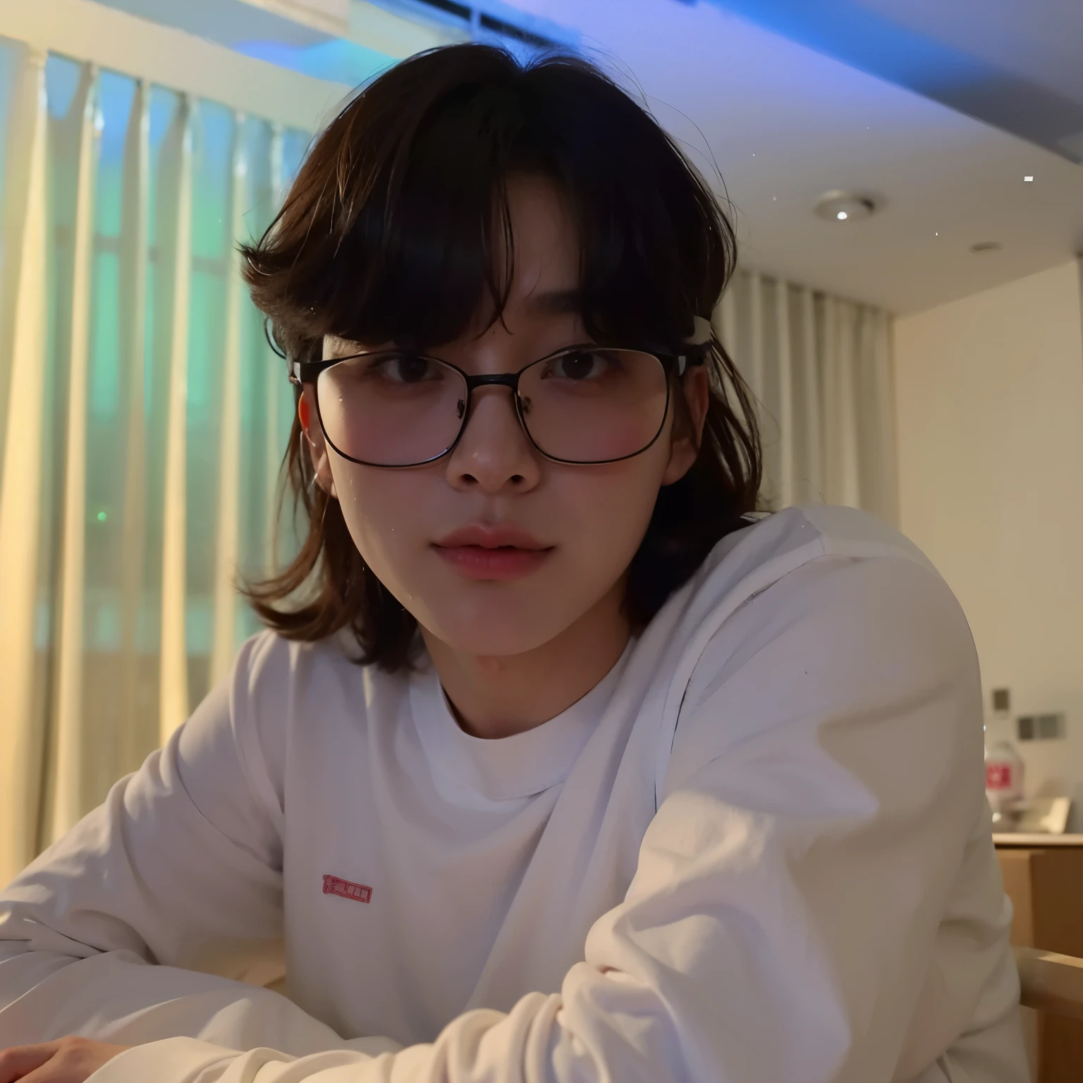 Jeon jungkook sentado em uma mesa, jungkook, foto de perfilture en la cabeza, Jeon jungkook, Con gafas, foto de perfil, taken in the early 2020s, Juungkookcom cabellos largos, jungkook, jungkook/swollen right eyelid, Jeon jungkook, jungkook,jungkook, jungkook\labios regordetes, jungkook/Nariz griega, realista, jungkook do BTS, grupo bts, androgynous face, foto de perfil headshot, taken in the early 2020s, mejor calidad, Disco duro, ULTRADisco duro, Labios rechonchudos, jungkook lips, jungkook Eyes, jungkook face, jungkook hair
