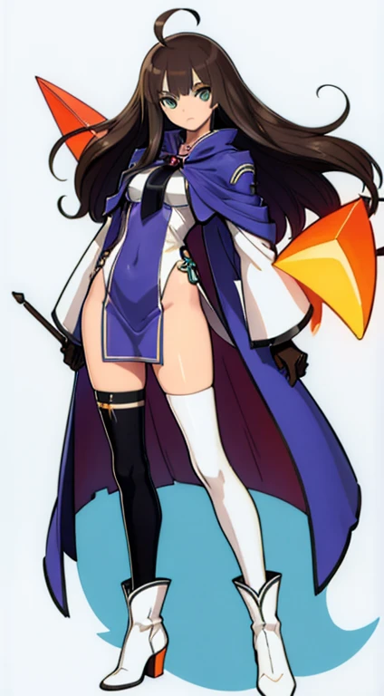 ((masterpiece)),(((best quality))),(character design sheet, same character, front, side, back, up), illustration, 1 girl, genshin impact style, full body, witch , purple witch hat, long black hair, medium breasts, purple mini skirt, corset, white shirt, open legs, black panties, exposed panties, thick mules, tight stockings, white background, beautiful woman,  deep pink skin