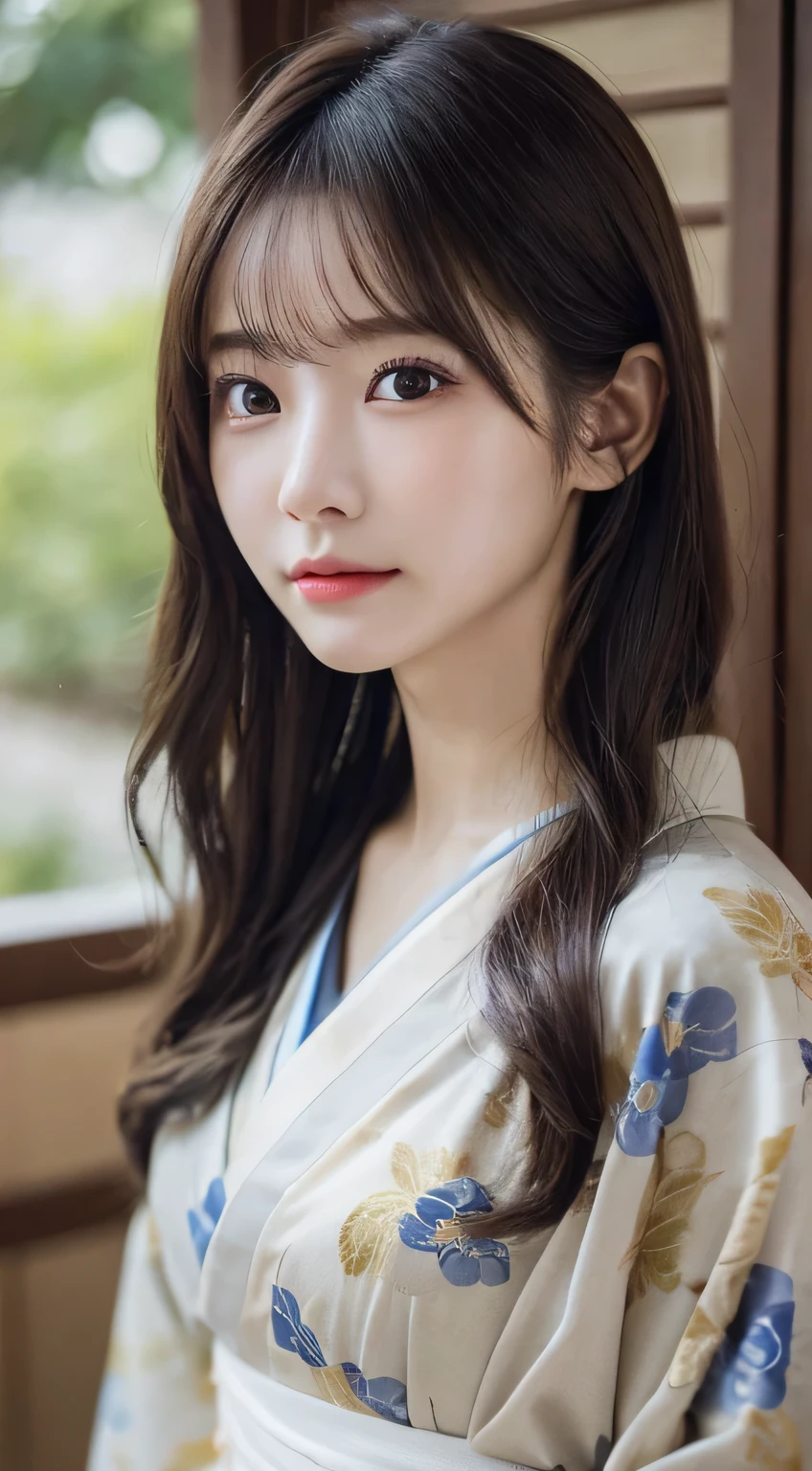 (Wear the kimono correctly,age19,no-makeup)、(top-quality,masterpiece:1.3,超A high resolution,),(ultra-detailliert,Caustics),(Photorealsitic:1.4,RAW shooting),Ultra-realistic capture,A highly detailed,high-definition16Kfor human skin、 Skin texture is natural、The skin looks healthy with an even tone、 Use natural light and color、 Anatomically correct、One Woman,japanes,,kawaii,A dark-haired,Middle hair,(depth of fields、chromatic abberation、Wide range of lighting、Natural Shading)