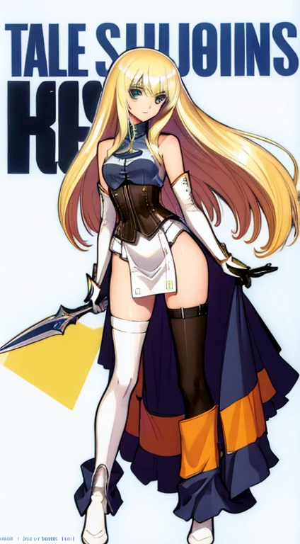 masterpiece, best quality, high quality, 1solo white SKIN elf, long hair, white hair, yellow eyes, full body, breastplate, looking at viewer, shiny, armor, thigh highs, high boots, shoulder armor, faulds, poleyn, gloves, gauntlets
