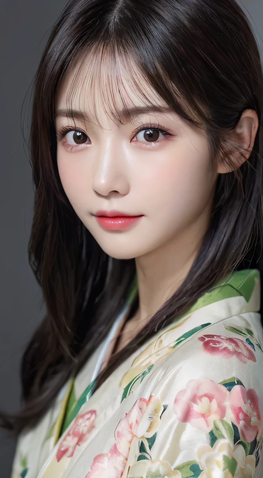 (Wear the kimono correctly,age19,no-makeup)、(top-quality,​masterpiece:1.3,超A high resolution,),(ultra-detailliert,Caustics),(Photorealsitic:1.4,RAW shooting),Ultra-realistic capture,A highly detailed,high-definition16Kfor human skin、 Skin texture is natural、The skin looks healthy with an even tone、 Use natural light and color、 Anatomically correct、One Woman,japanes,,kawaii,A dark-haired,Middle hair,(depth of fields、chromatic abberation、Wide range of lighting、Natural Shading)