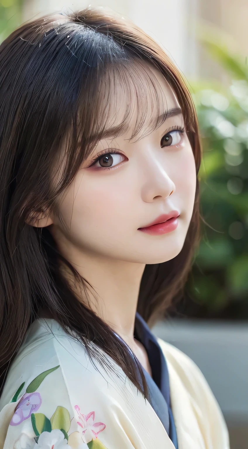 (Wear the kimono correctly,age19,no-makeup)、(top-quality,​masterpiece:1.3,超A high resolution,),(ultra-detailliert,Caustics),(Photorealsitic:1.4,RAW shooting),Ultra-realistic capture,A highly detailed,high-definition16Kfor human skin、 Skin texture is natural、The skin looks healthy with an even tone、 Use natural light and color、 Anatomically correct、One Woman,japanes,,kawaii,A dark-haired,Middle hair,(depth of fields、chromatic abberation、Wide range of lighting、Natural Shading)