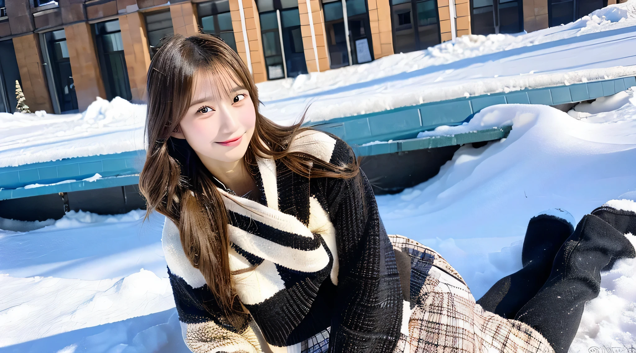 18 year old miniskirt beautiful high school girl、Winter School