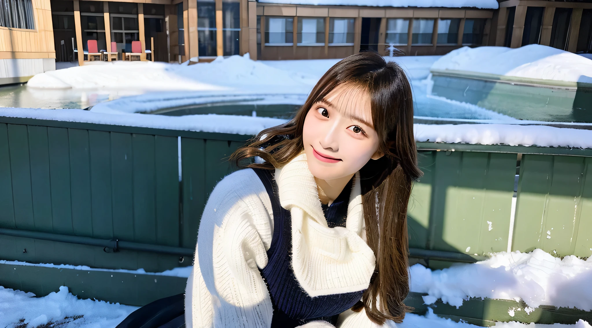 18 year old miniskirt beautiful high school girl、Winter School