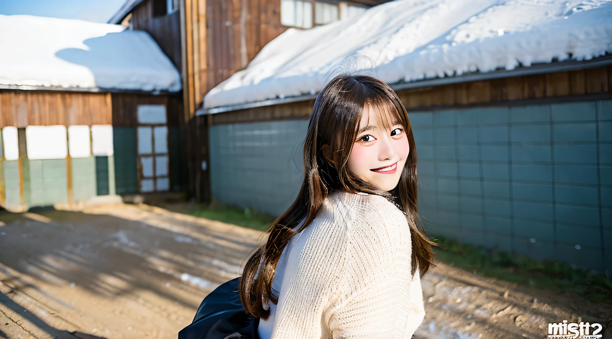 18 year old cute high school girl in miniskirt、Winter School