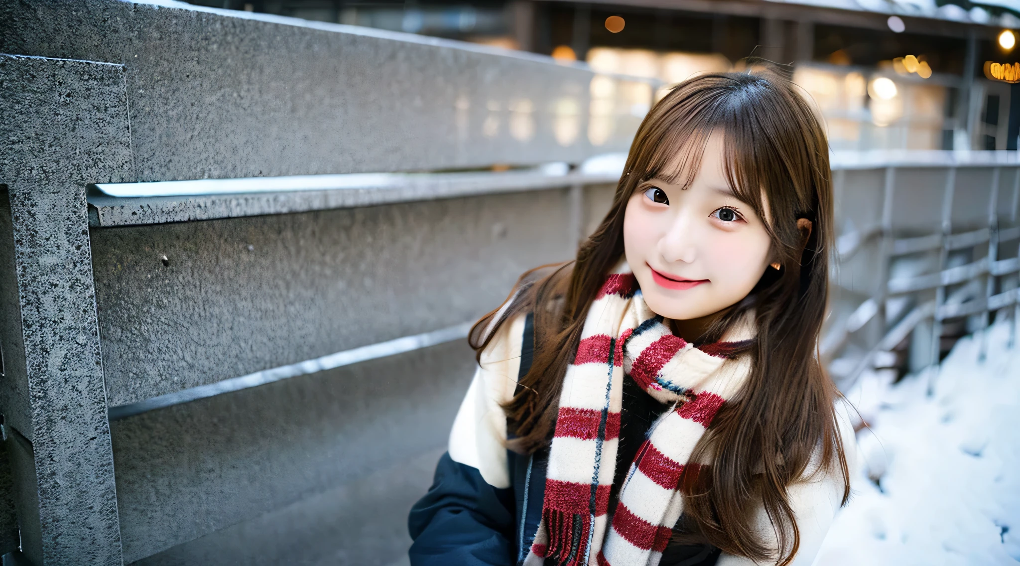 wearing a miniskirt and scarf、Cute schoolgirl 18 years old