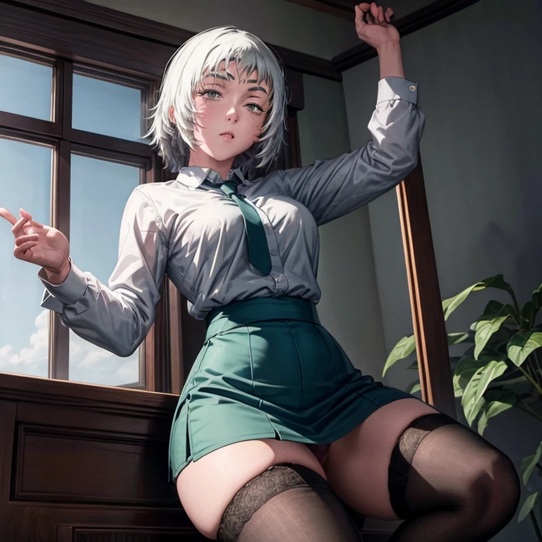 Best Quality, Master piece, mini skirt, big thighs, stockings