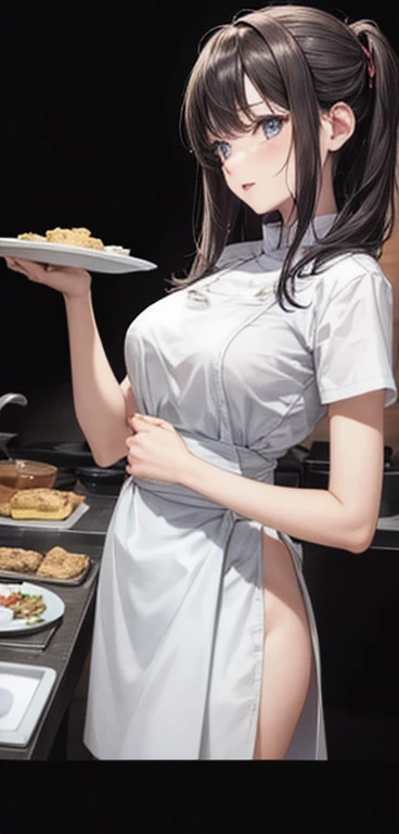 The dishes are lined up。