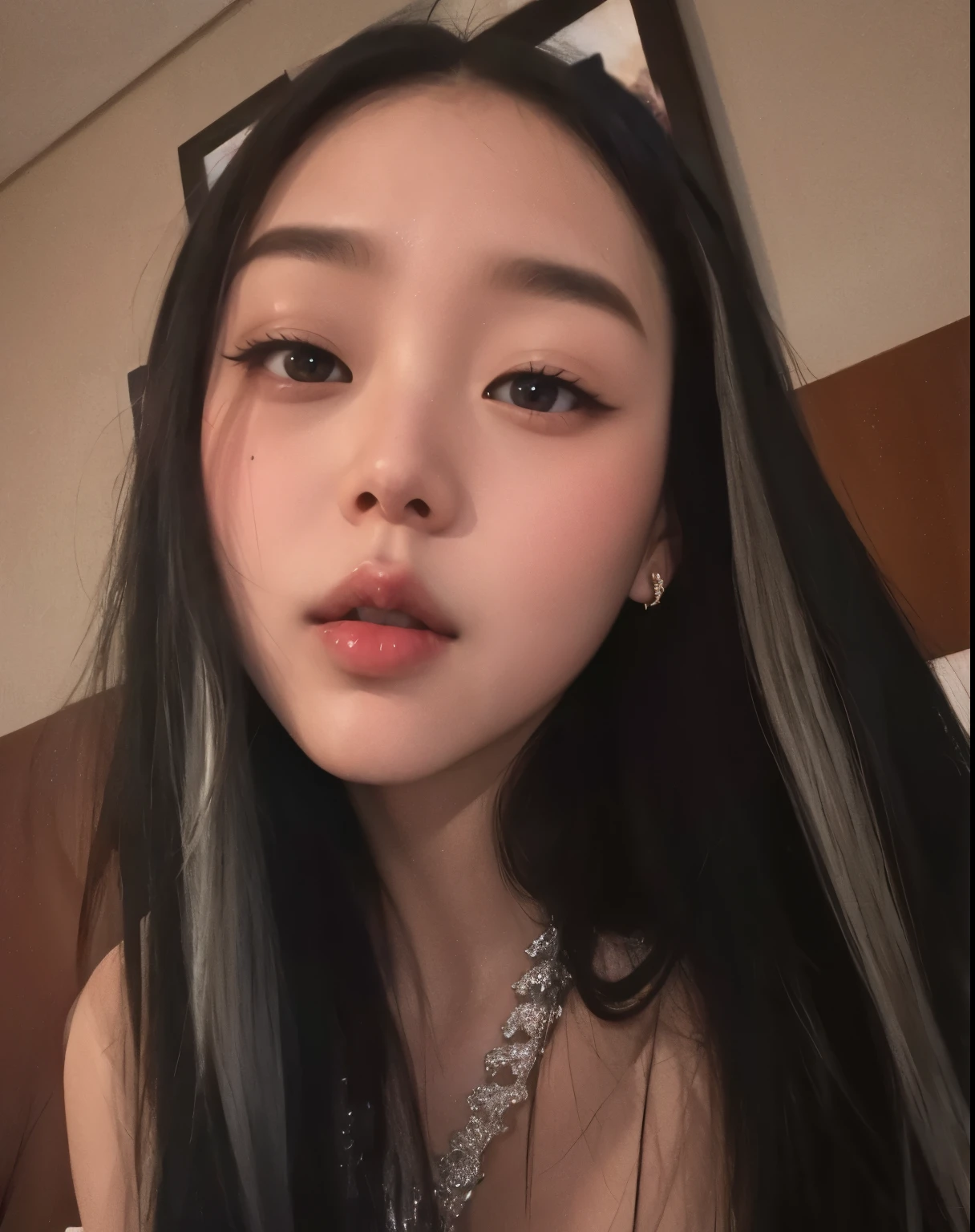 Wonyoung from IVE face, foto realista, ultra HD, 8k, big juicy lips