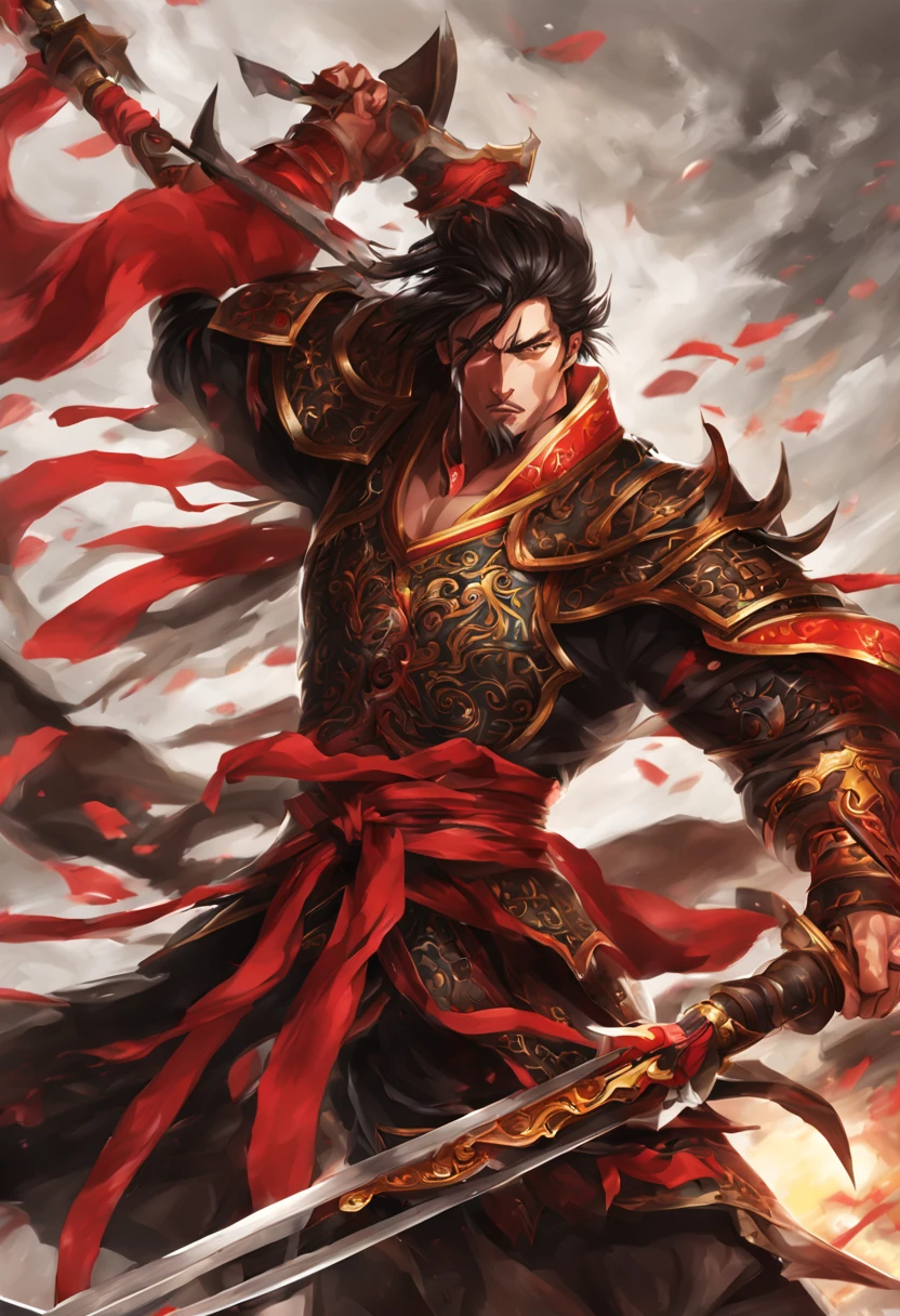 Lu Bu black haing Tian drew a halberd