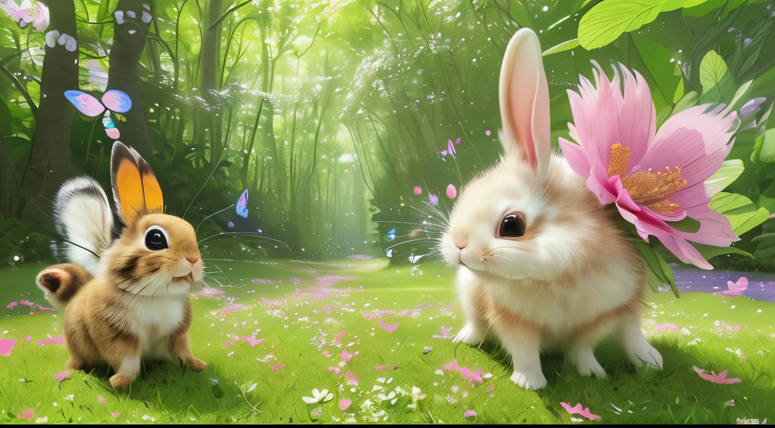(best quality,4k,8k,highres,masterpiece:1.2),ultra-detailed,(realistic,photorealistic,photo-realistic:1.37),cute,colorful,beautiful,various colored,puffy rabbit,hairy ball,long grass,hidden,playful,curious glance,vivid colors,soft fur,fluffy ears,expressive eyes,nose twitching,jumping around,captivating,adventurous,whimsical,joyful,happy,tiny paws,spring breeze,immersed in nature,blissful,cheerful,serene surroundings,lush greenery,delicate flowers,natural habitat,colorful blooms,butterflies fluttering,peeping out,evoking happiness,harmony with nature,gentle sunlight,playful hopping,peaceful moments.