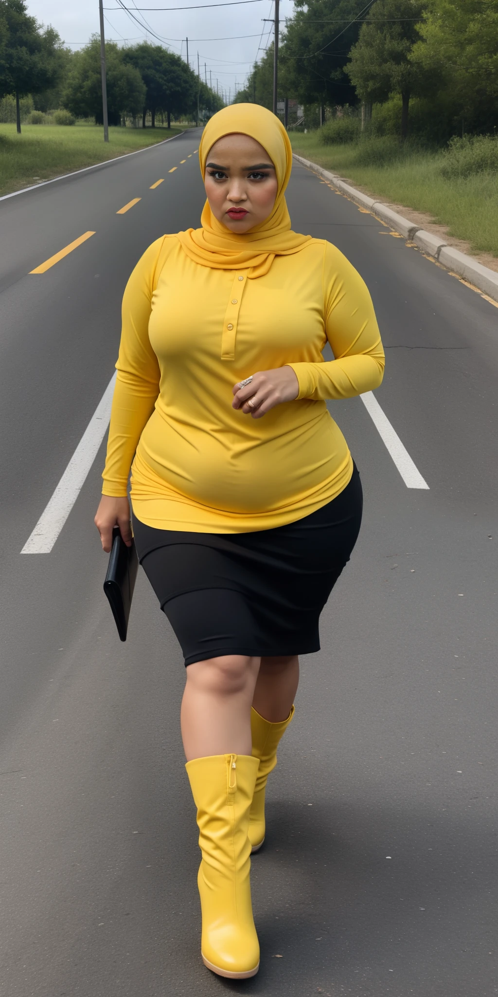 ((HIJAB MALAY GIRL)), ((BBW)), SHORTS, HUGE WIDE BUTT, WIDE BUTT, 63 YEAR OLD METURE women's, METURE women's, (YELLOW LIPS), (HIGH BOOTS), (TIGH SKIRT), walking in style on a Village river, (ANGRY FACE EXPRESSION), TRANSPARENT, STAYING, THICK FOG. FOGGING, (ANGRY FACE EXPRESSION), MINI SKIRT, GANGSTER, NET STOCKINGS. KILLER, Best Quality, Ultra-detailed, Photorealistic, super detailed skin,