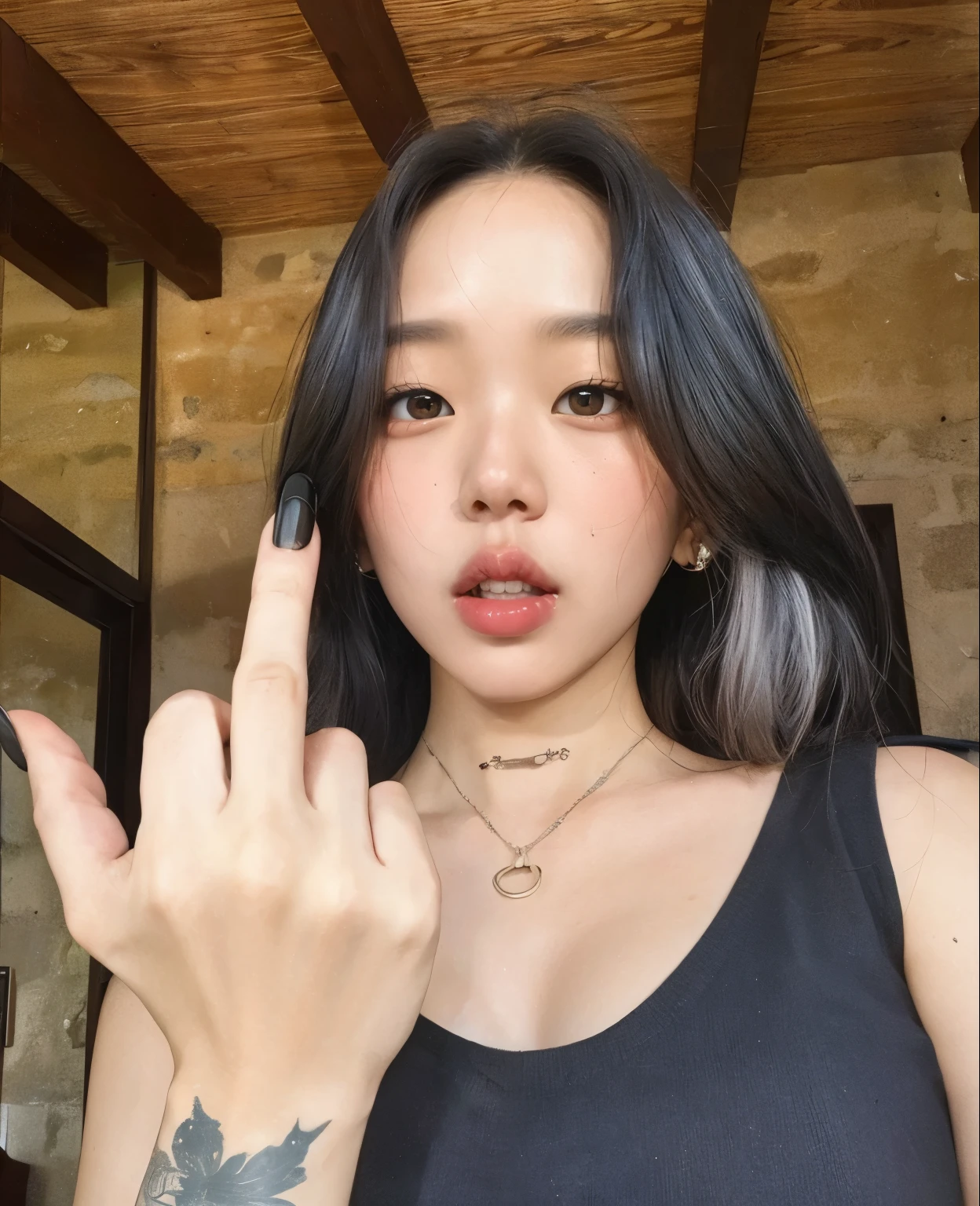 Wonyoung from IVE face, foto realista, ultra HD, 8k, big juicy lips
