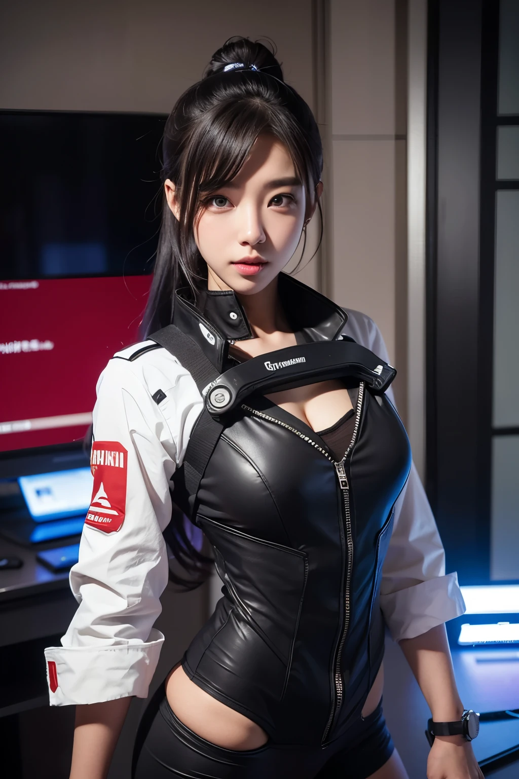 Textured Skins、Super Detail、High detail、high quality、最high quality、High resolution、1080P、hard disk、beautiful、（Gundam）、beautifulサイボーグ女性、Mecha Cyborg Girl、BATTLE MODE、Girl with a mechanical body、彼女は未来的なGundamメカを着用、Full Body Shot