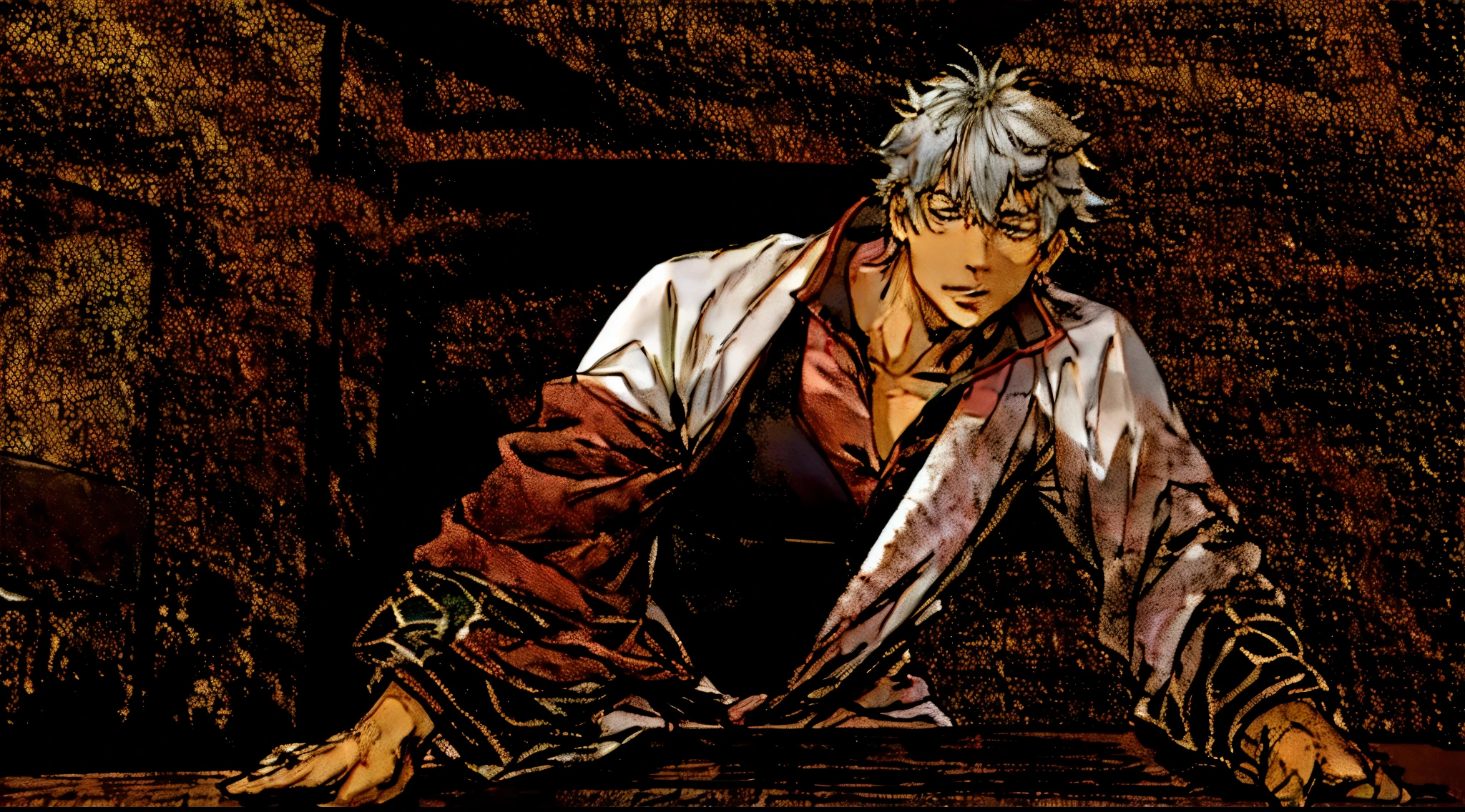 Silver haired guy is talking while his hands are placed on a table, he is leaning forward while speaking loudly, he is talking to the viewer