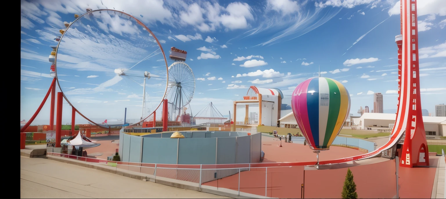 Playing park, with Ferris wheel, also rollercoaster