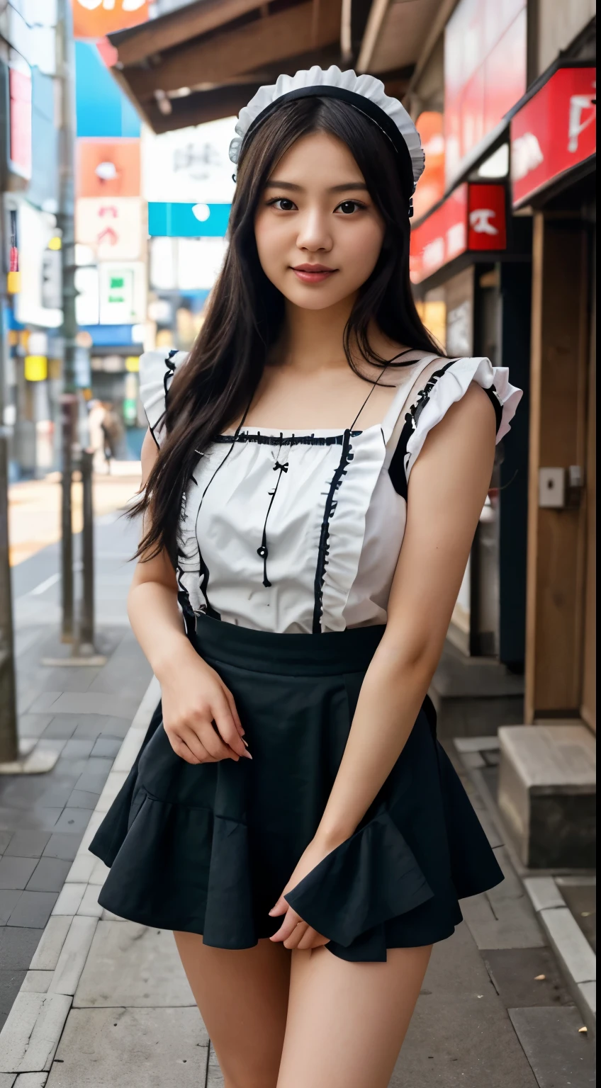 masterpiece、最hightquality、hightquality、Top image quality、8K、最hight resolution、hight resolution、Best Quality、Raw photo、in group photograph、realisiticな雰囲気、(Detailed face)、(Detailed hand、Thumbs1References4)、(Japanese beauty )、Very nice face、Beautiful face、((Beautiful japanese girl))、(A Japanese Lady), ((18 year old beautiful girl))、(Lustrous black hair)、(Long straight hair)、fullllbody、(small breasts with rounded upturn)、Athlete Body、(shinny skin)、(Fair skin)、realisiticな人の肌、realisiticな人体構造、Perfect body, face perfect, perfect hand, Perfect Finger, Perfect lips, perfect eyes,perfect teeth、Perfect background, perfect vibe, Professional quality, Perfect Photo, hightqualityのオクタン価レンダリング, hightqualityのベクター, ultra - detailed,Clear skin,looking in camera、(realisitic、Photorealsitic:1.37)、natural soft light、photon maping、2Heavy eyelids、 The shape of the nipples is clearly visible、The shape of the pubic area is clearly visible、in tokyo akihabara、in a street、In the crowd、((metalic(English Made, Ruffled Headband, frilled blouse, Ribbon Ties, pinafore, micromini skirt, puff sleeves, Black Heels))