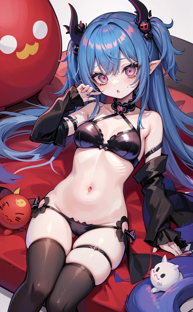 Anime girl with blue hair wearing headphones and holding a baby, 绫香Genshin Impact冲击, 《Genshin Impact》Keqing in, anime monster girl, small curvaceous , Mika Kurai Devil, 绫香游戏Genshin Impact冲击, anime goddess, Ahegao, Demon anime girl, infernal nymph!!!, dark goddess with six arms, Official artwork, Anime cute art style