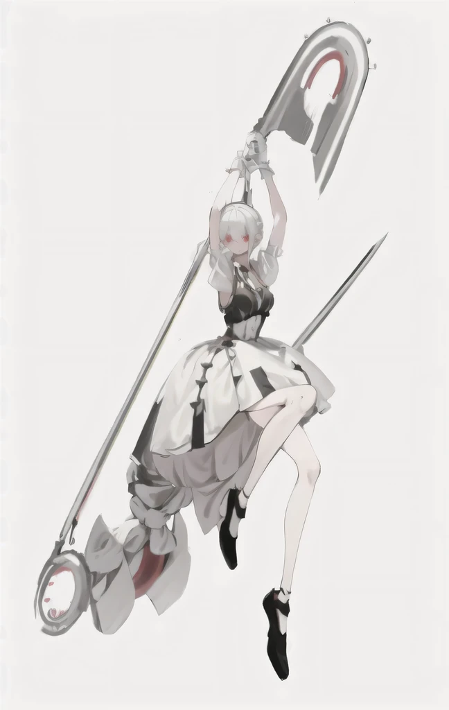 Anime girl holding sword and gun on white background, Neil autoamata, Neil inspired, azur lane style, Neil automata spaceship style, Neil 2b, Neil : inspired by automata, Neil:inspired by automata, Kushatkrenz Important Women in the Arts, 2b, 2b, white-haired god, Lolish, Neil,sci-fy,mirai,Leiter(The best masterpieces)(The best light and shadow)(Best quality)