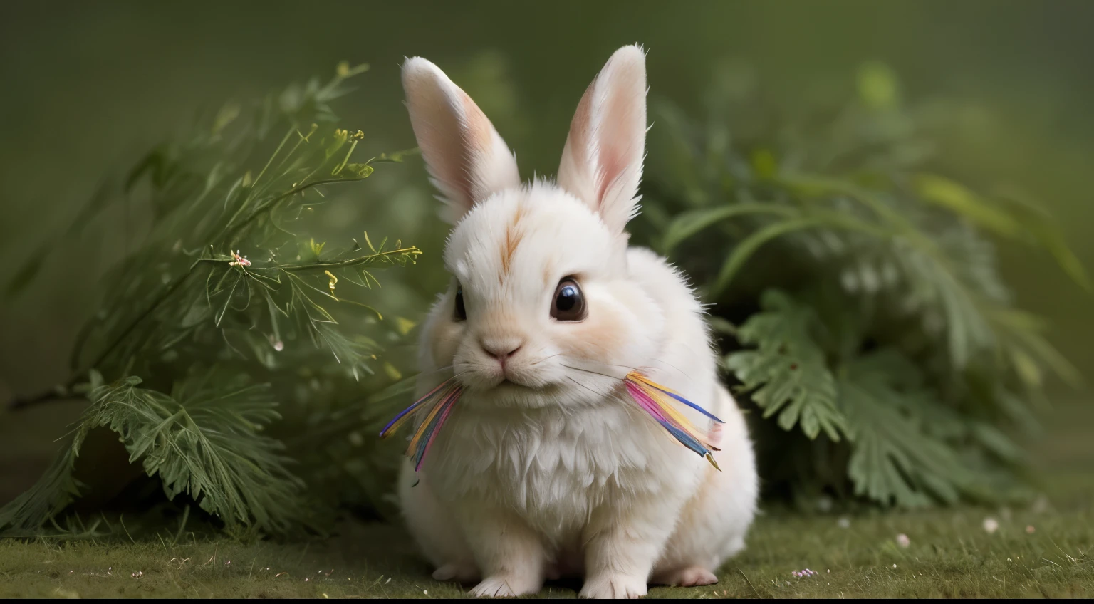 (best quality:1.2, highres:1.2), ultra-detailed, realistic:1.37, cute, colorful, beautiful, various colored, puffy rabbit, hiding in the long grass, vibrant colors, soft lighting, playful vibe, detailed fur, detailed eyes, furry paws, realistic textures, fluffy appearance, lush greenery, accurate proportions, joyful expression, intricate details, adorable creature, enchanting atmosphere.