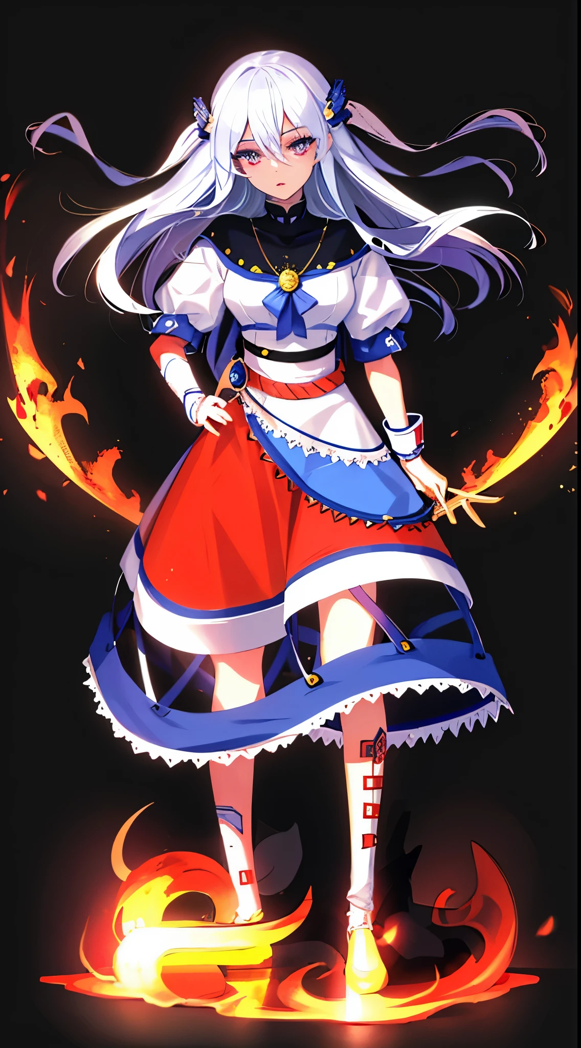 (best quality,4k,8k,highres,masterpiece:1.2),ultra-detailed,(realistic,photorealistic,photo-realistic:1.37),girl standing on fire,crossed arms,
detailed eyes,long eyelashes,beautiful detailed lips,anime style,flames all around,body fully visible,portraits,vivid colors,sharp focus,studio lighting