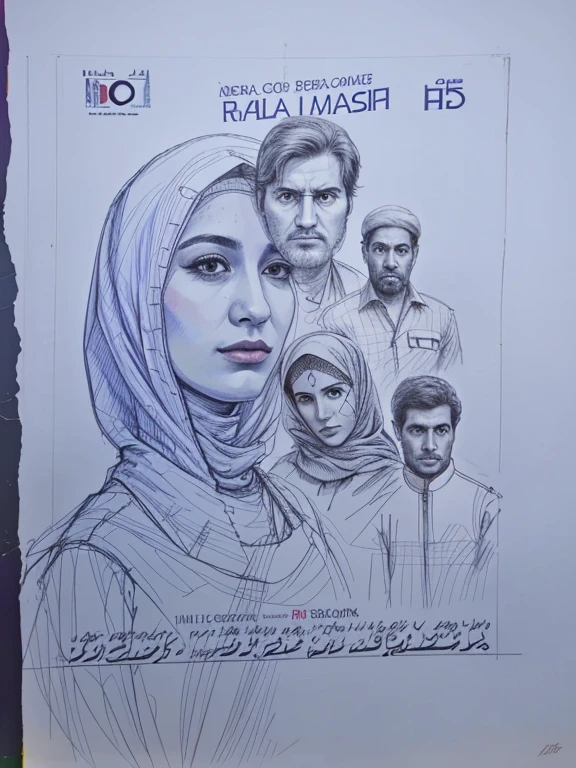 Hijab Woman with Iranian Color Poster Full Color real image