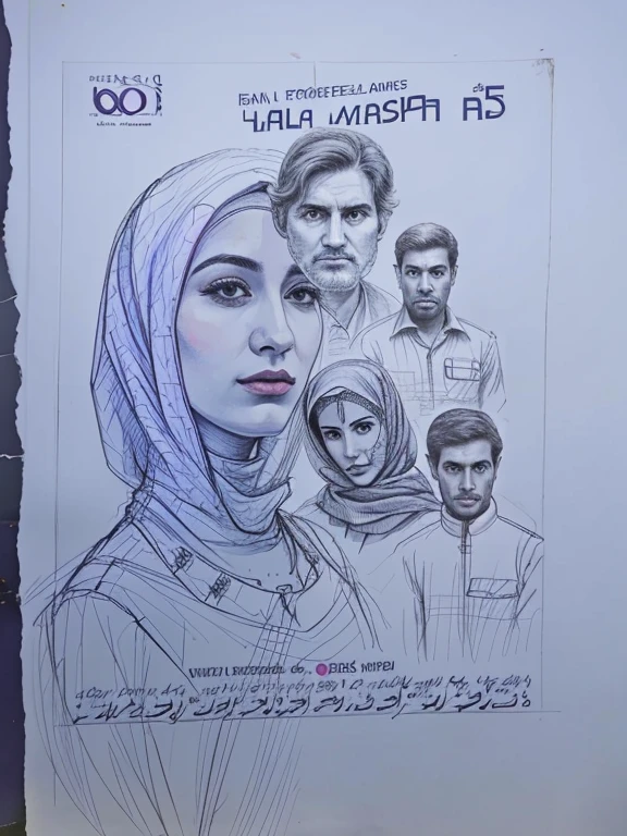 Hijab Woman with Iranian Color Poster Full Color real image