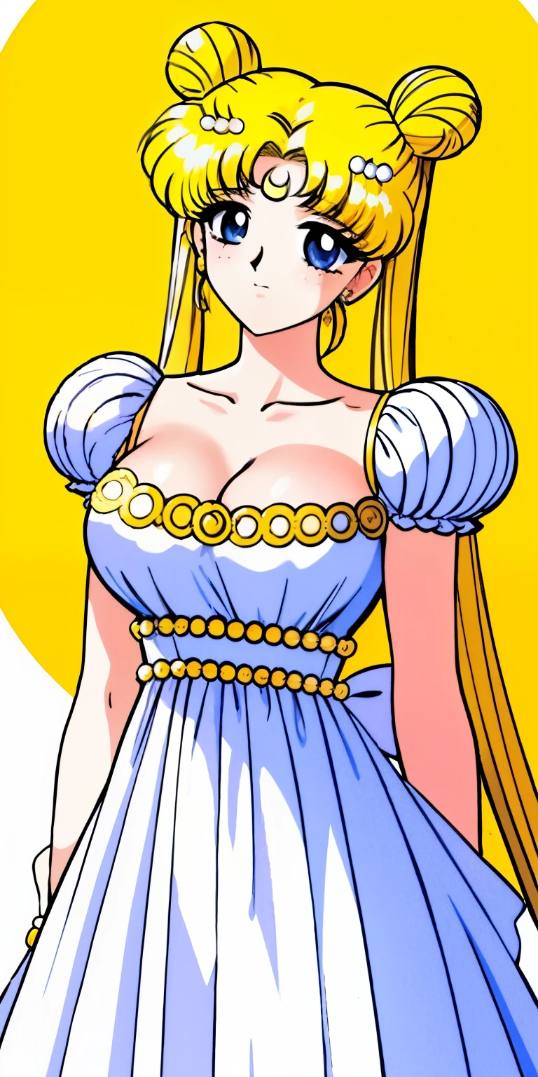 SMU Sagitsukino, 큰pectorals, Standing, Solo, Masterpiece, Best Quality, Detailed face, Detailed Eyes, high resolucion, Masterpiece, Best Quality, Detailed face, Detailed Eyes, high resolucion, Princess costume,tranquility,프린세스tranquility,네오퀸tranquility,pectorals,Big,거대한pectorals,풍만한pectorals.a blond,Dumpling head,왕pectorals,breast,forehead crescent moon,젖pectorals,흘러넘치는pectorals,voluptuousness,The dress,crescent moon on forehead,90s Animation,The dress끈없음,tranquility,tranquilityThe dress,overflow,pectorals살,navels,BUSTY,pectorals녀