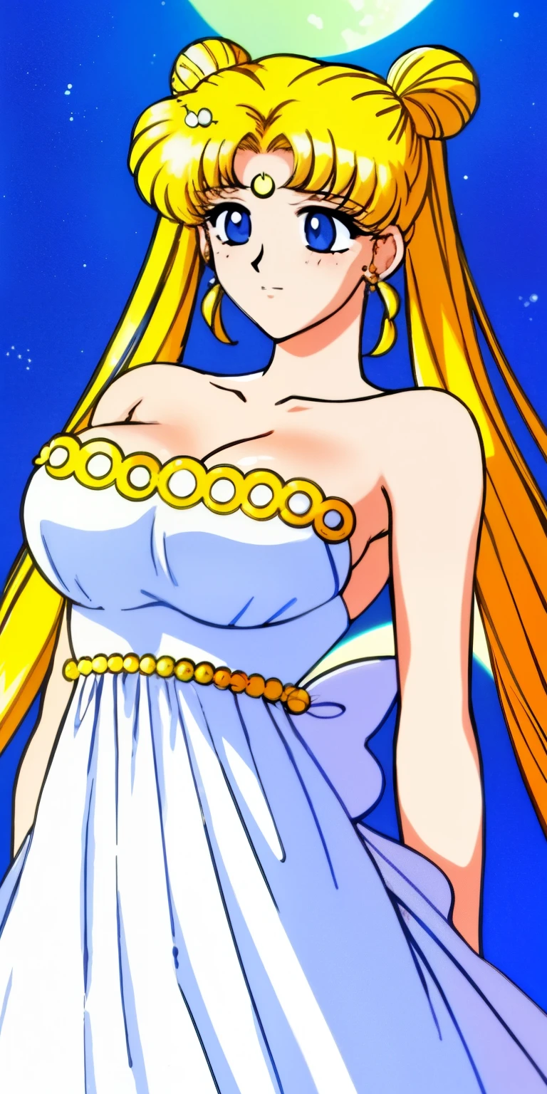 SMU Sagitsukino, 큰pectorals, Standing, Solo, Masterpiece, Best Quality, Detailed face, Detailed Eyes, high resolucion, Masterpiece, Best Quality, Detailed face, Detailed Eyes, high resolucion, Princess costume,tranquility,프린세스tranquility,네오퀸tranquility,pectorals,Big,거대한pectorals,풍만한pectorals.a blond,Dumpling head,왕pectorals,breast,forehead crescent moon,젖pectorals,흘러넘치는pectorals,voluptuousness,The dress,crescent moon on forehead,90s Animation,The dress끈없음,tranquility,tranquilityThe dress,네오Queen Serenity왕관,Queen Serenity