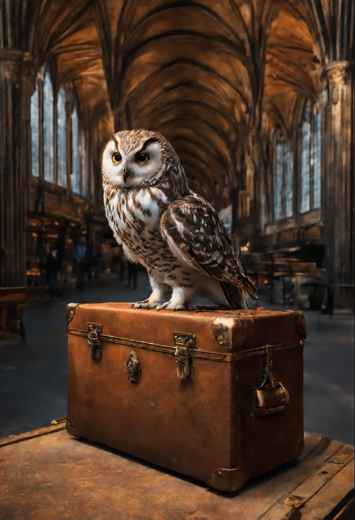 Harry did his best to, so as not to panic. According to the big vocal clock, he had ten minutes left to do so, to take the train to Hogwarts, but he had no idea, how can he do this. He stood in the middle of the platform with a huge suitcase, which could hardly be lifted off the ground, with pockets, full of magic money, and with a cage, where the big owl sat,   （（scary decoration））（（（tmasterpiece）））， （（The best quality at its best））， （（intricate detials））， （（hyper realisitc））（8K）