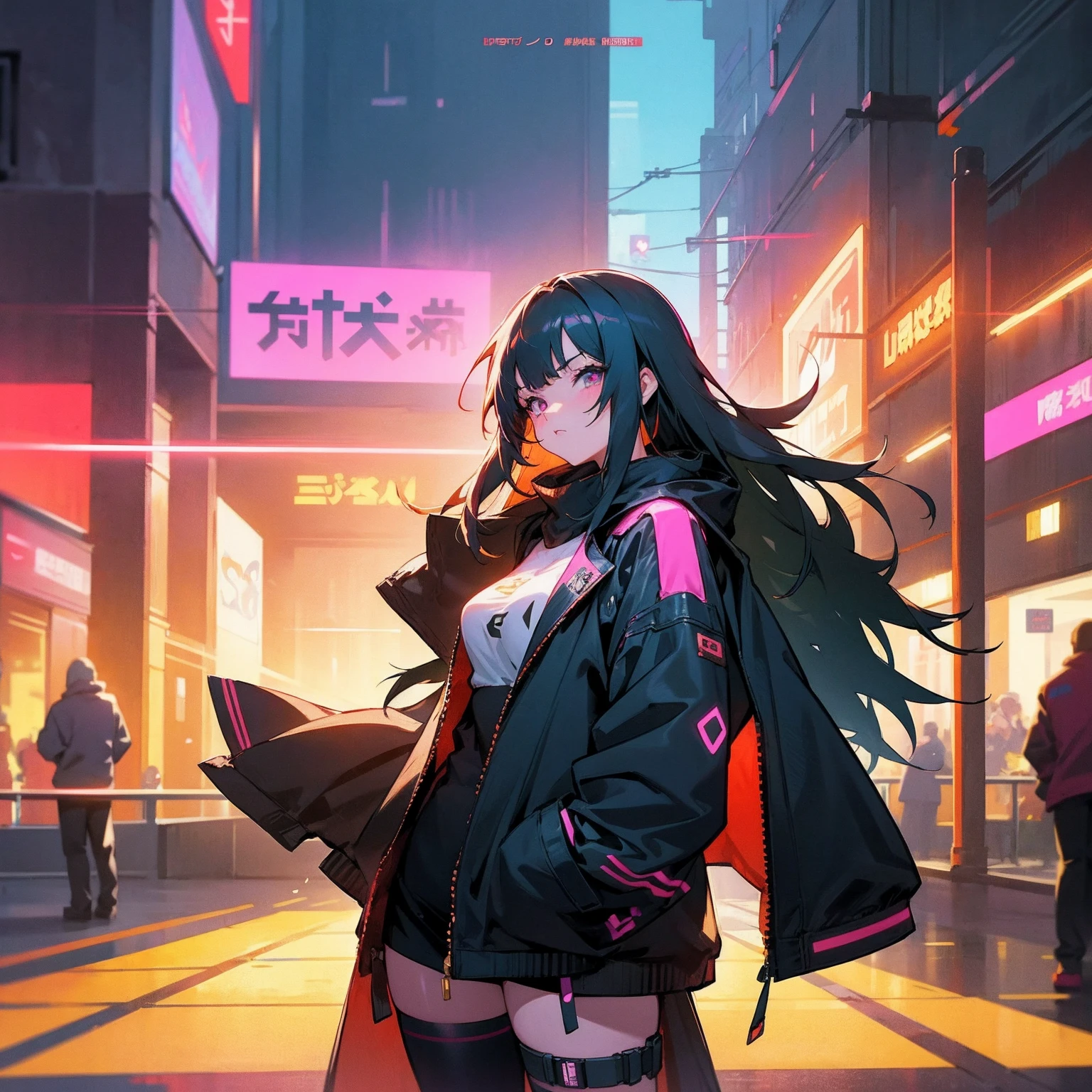 Anime girl in the city with neon lights and crowds, digital cyberpunk anime art, Anime style 4k, digitl cyberpunk - anime art, anime cyberpunk art, cyberpunk anime art, Anime art wallpaper 8 K, Anime art wallpaper 4k, Anime art wallpaper 4k, 4k anime wallpapers, Anime wallpaper 4k, Anime wallpaper 4k,golden street