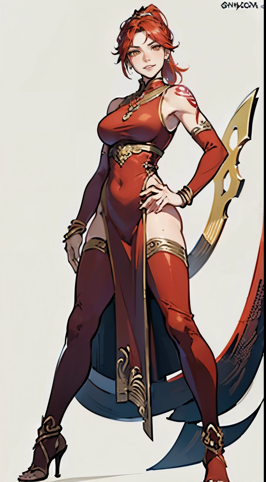 (Best quality),4K,noble vixen,from a foreign race,Wearing exotic tribal clothes,Keep hair short,Stood up,long leges,The expression is very charming