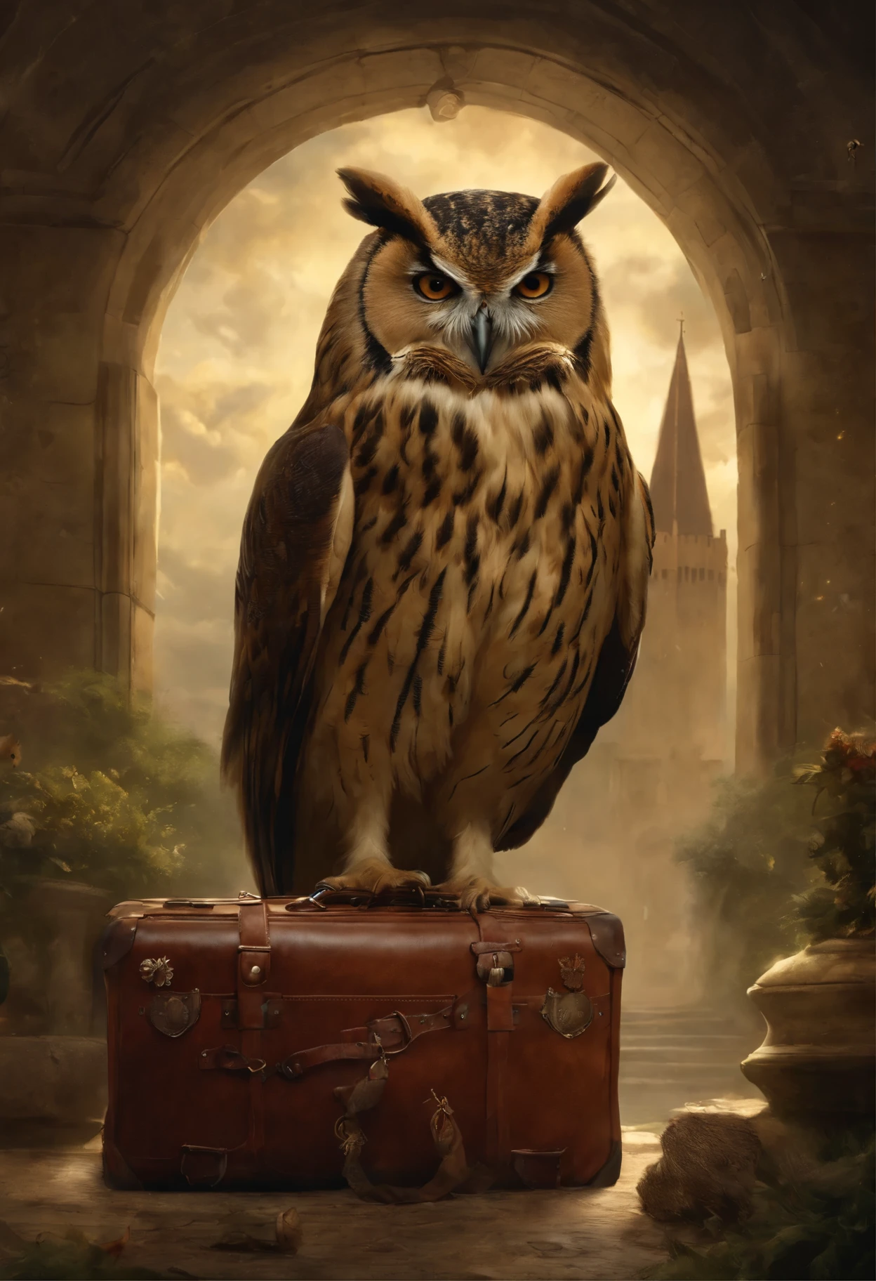 真实感, a painting, Fantastic tale, Christmas style, John Tolkien style, Small painting by Jean-Baptiste Monge, ,Anime style,Makoto Shinkai, Harry did his best to, so as not to panic. According to the big vocal clock, he had ten minutes left to do so, to take the train to Hogwarts, but he had no idea, how can he do this. He stood in the middle of the platform with a huge suitcase, which could hardly be lifted off the ground, with pockets, full of magic money, and with a cage, where the big owl sat ,New Year's decorations.((scary decoration))(((tmasterpiece))), ((The best quality at its best)), ((intricate detials)), ((hyper realisitc))(8K), Jean-Baptiste Monge, anthropomorphic --ar 2:3 --testp -optimistic; Straight hair, panorama,
